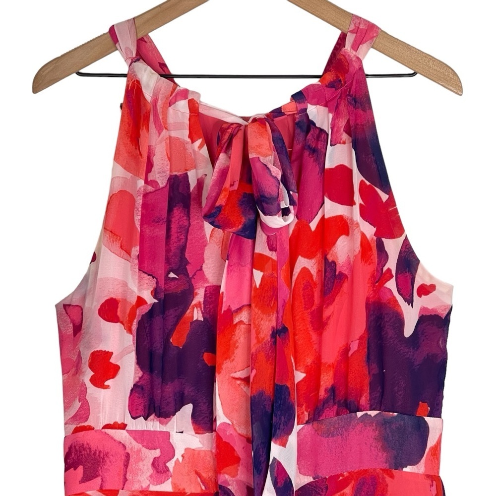 Eliza J Dress Womens 14 Floral Print Sleeveless Maxi Halter Wedding Guest Event - Picture 7 of 12